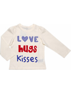 BASIC Fehér lánypóló "LOVE HUGS KISSES"