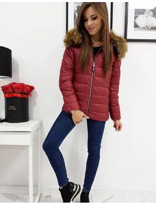 Stock Női modern téli kabát bordó színben vty1012