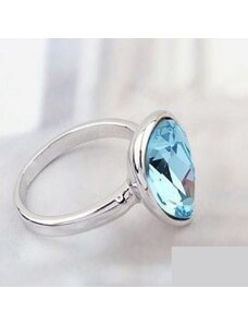 Ékszerkirály Vízcsepp kristály gyűrű, Aquamarine, Swarovski kristállyal díszített, 7,25
