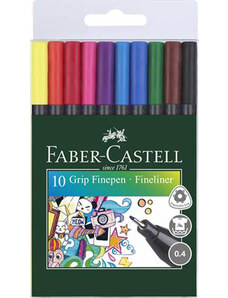 Tűfilc készlet 10 db-os, 0,4mm, Faber-Castell GRIP