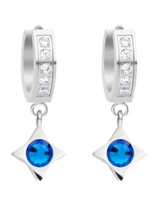 Függő acél fülbevalók Ikrek Cseh kristály Preciosa 7331 54 kék