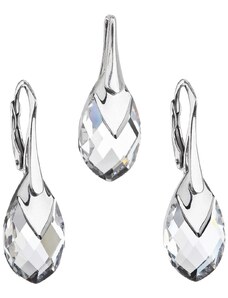 Ezüst szett Swarovski elements fülbevaló és medál ezüst szürke könnycsepp 39169.4 világos króm kristály