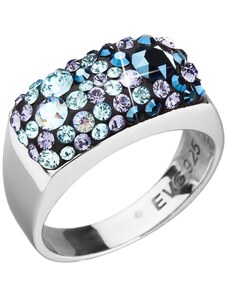 Ezüst gyűrű kristályokkal Swarovski elements 35014.3 kék stílus
