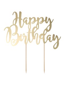 PartyDeco Tortadísz - "Happy Birthday" - arany