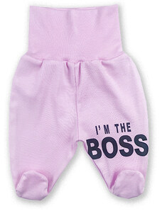 BABY´S WEAR Lábfejes pamut baba nadrág - Boss, rózsaszín