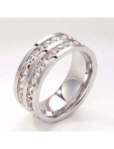 Ékszerkirály Női eljegyzési gyűrű nemesacélból, kristályos, ezüst, 5-ös méret