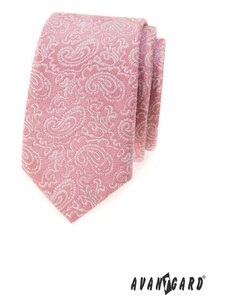 Avantgard Púder rózsaszín keskeny nyakkendő Paisley mintával