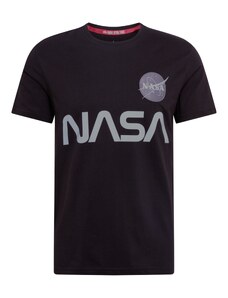 ALPHA INDUSTRIES Póló 'NASA Reflective' fekete / ezüst