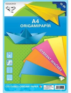 LIZZY CARD Színes papírok, origami hajtogató lapok A/4, 80g, 10 lap/cs