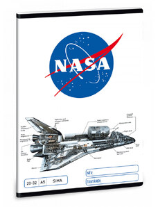 ARS UNA NASA tűzött füzet A/5, 32 lap sima, fehér