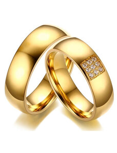 Ékszerkirály Női karikagyűrű nemesacélból, arany, 9-es méret