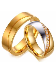Ékszerkirály Férfi karikagyűrű, nemesacél, íves véséssel, arany, 11-es méret
