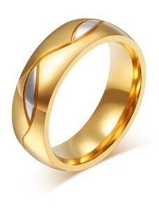 Ékszerkirály Férfi karikagyűrű geometrikus mintával, nemesacélból, arany, 9-es méret