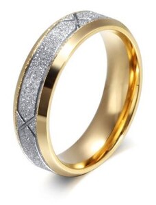 Ékszerkirály Férfi karikagyűrű, geometrikus mintával, nemesacél, ezüst, 9-es méret