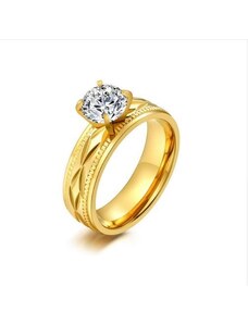 Ékszerkirály Női karikagyűrű, nemesacél, arany színű, 6-os méret