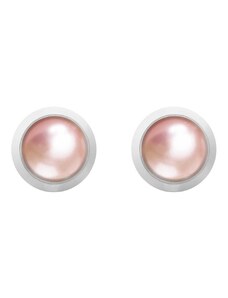 Gyöngyök acél fülbevalók Bársony Pearl 7389 69 Preciosa , rózsaszín
