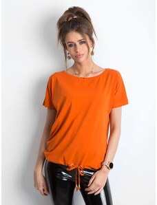 Fashionhunters Női pamut póló, sötét narancssárga
