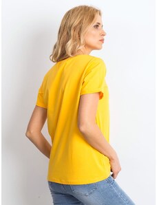 Fashionhunters Világos narancssárga pamut női póló