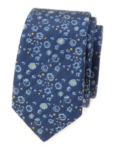 Avantgard Keskeny nyakkendő, kék-sárga mintával