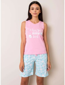 BASIC Női rózsaszín-kék pizsama -BR-PI-3141-pink