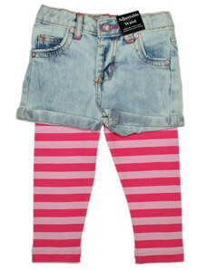 Minoti. Farmer short és rózsaszín csíkos leggings szett – 92