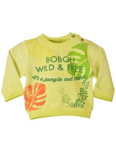 Boboli sárga, zöld feliratos gyerek pulóver – 62