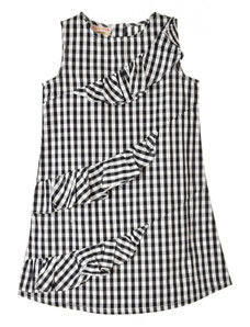 Brums fekete kockás, fodros lány ruha – 104