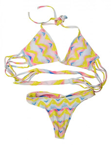 Carib citrom-kék-fehér női bikini – M
