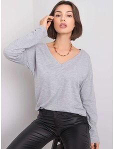 BASIC Női világosszürke hosszú bő póló V-alakú nyakkivágással RV-BZ-5945.35P-light grey