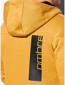 Ombre Clothing Férfi pulóver cipzáras Marek sárga B1076 (OM-SSZP-22FW-006)