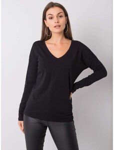 BASIC Női fekete hosszú bő póló V-alakú nyakkivágással RV-BZ-5945.35P-black