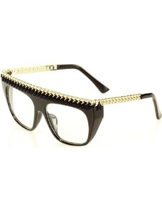 BASIC MAZZINI NERD GLASSES fekete átlátszó szemüveg díszítéssel k35a