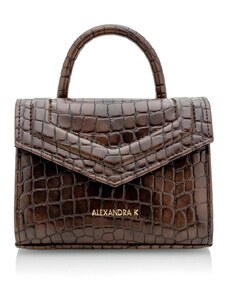 Alexandra K Faith Mini Vegan Leather Handbag - Mokka Croco