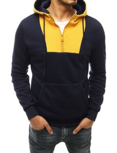 BASIC Sötétkék-sárga férfi póló kapucnival BX4806