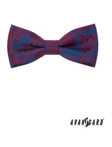 Avantgard Csokornyakkendő díszzsebkendővel, kék-piros mintával