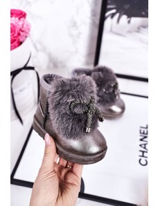 Kesi Girls' Snowy Warm Boots with Fur Dark Grey Aurora