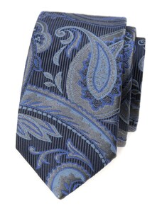 Avantgard Kék keskeny nyakkendő modern mintával