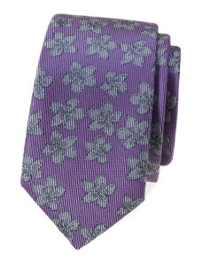 Avantgard Lila keskeny nyakkendő szürke mintával