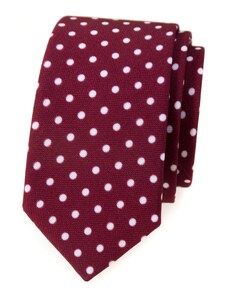 Avantgard Slim bordó nyakkendő, fehér pöttyökkel