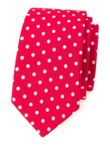 Avantgard Piros keskeny nyakkendő fehér pöttyöskel