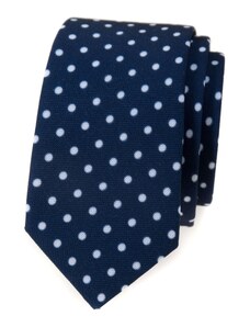 Avantgard Keskeny kék nyakkendő, fehér pöttyökkel