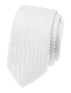 Avantgard Fehér vékony nyakkendő, fényes csíkokkal