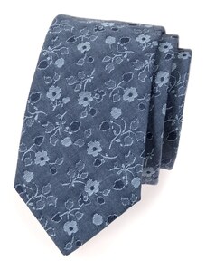Avantgard Kék pamut nyakkendő virágokkal
