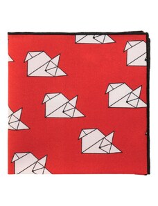 Avantgard Érdekes origami mintás piros díszzsebkendő