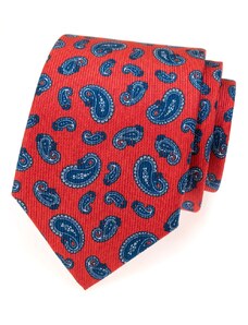 Avantgard Piros selyem nyakkendő kék színű motívumokkal
