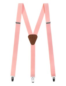 Avantgard Világos rózsaszín Y alakú nadrágtartó csatokkal és sötét barna bőrrel