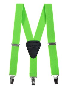 Avantgard Neon zöld fiú Y alakú nadrágtartó csatokkal és fekete bőr középpel