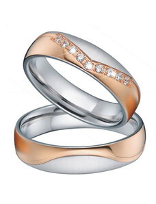 Ékszerkirály Női karikagyűrű, titánacél, rosegold, 9-es méret