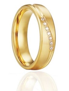Ékszerkirály Női karikagyűrű, titánacél, aranyszínű, 10-es méret