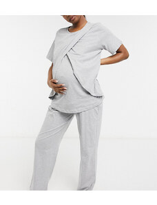 ASOS Maternity ASOS DESIGN Maternity mix & match straight leg jersey pyjama trouser in grey marl